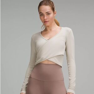 Lululemon Wrap-Front Ribbed Long-Sleeve Top Size 8